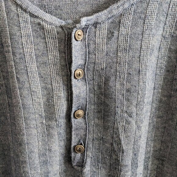 John Varvatos Collection | Ribbed Linen Henley in Sapphire Blue - Picture 5 of 10